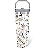 Unyopsa Horse Tumbler with Handle Gifts Stuff for Women Girls Stainless Steel 30oz Insulated Water Bottle Cup Mug Gift for Men Horse Lovers