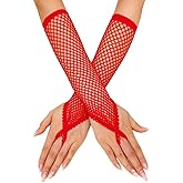Latious Fingerless Long Fishnet Gloves Black Elbow Length Mesh Gloves Rave Prom Accessories for Women