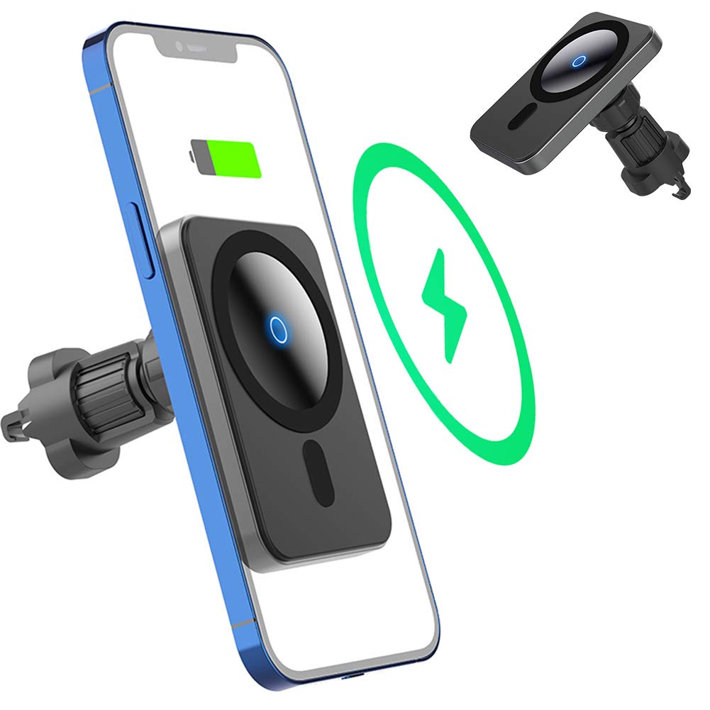 Wireless Car Charger, Magnetic Fast Charging Car Mount Compatible with iPhone 13/13 Pro/13 Pro Max/13 Mini/iPhone 12/12 Pro/12 Pro Max/12 Mini, Induction Phone Holder Stand Support Mag safe Case