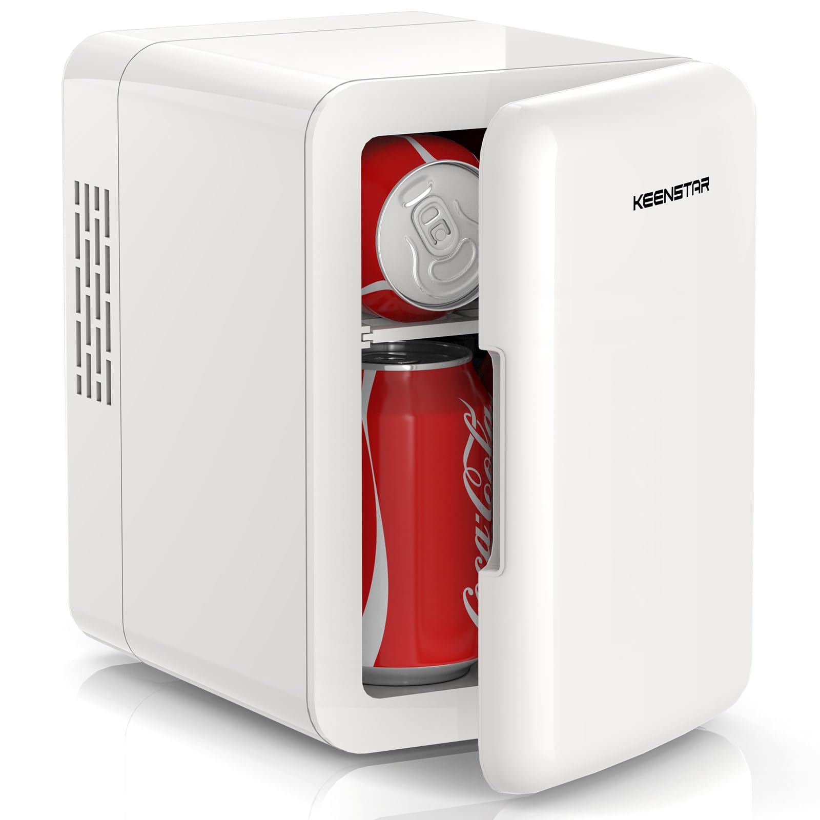 Photo 1 of **MAJOR DAMAGED/check clerk comments**

4L Mini Fridge for Skincare & Food, 110V/12V Cooler & Warmer, Portable Refrigerator for Bedroom, Office, Car, Dorm - Ultra Quiet, Energy Efficient, Dual Use for Breast Milk, Cosmetics, Snacks (White)
