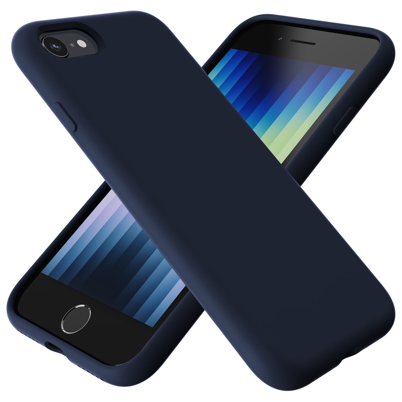 TAXXOE Liquid Silicone Case Compatible with iPhone SE 2020/2022, iPhone 8/7, 4.7 Inch, Soft-Touch, Shockproof, DustProof, Antiskid Full Body Phone Cover for iPhone SE - Dark Blue — image 1