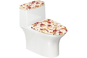 ASQVTIFE Fall Leaf Toilet Tank Cover Set of 2 Pack Toilet Lid Cover for Bathroom Universal for Most Toilet Bowl Lids Thanksgiving Bathroom Set Breathable Seat Covers