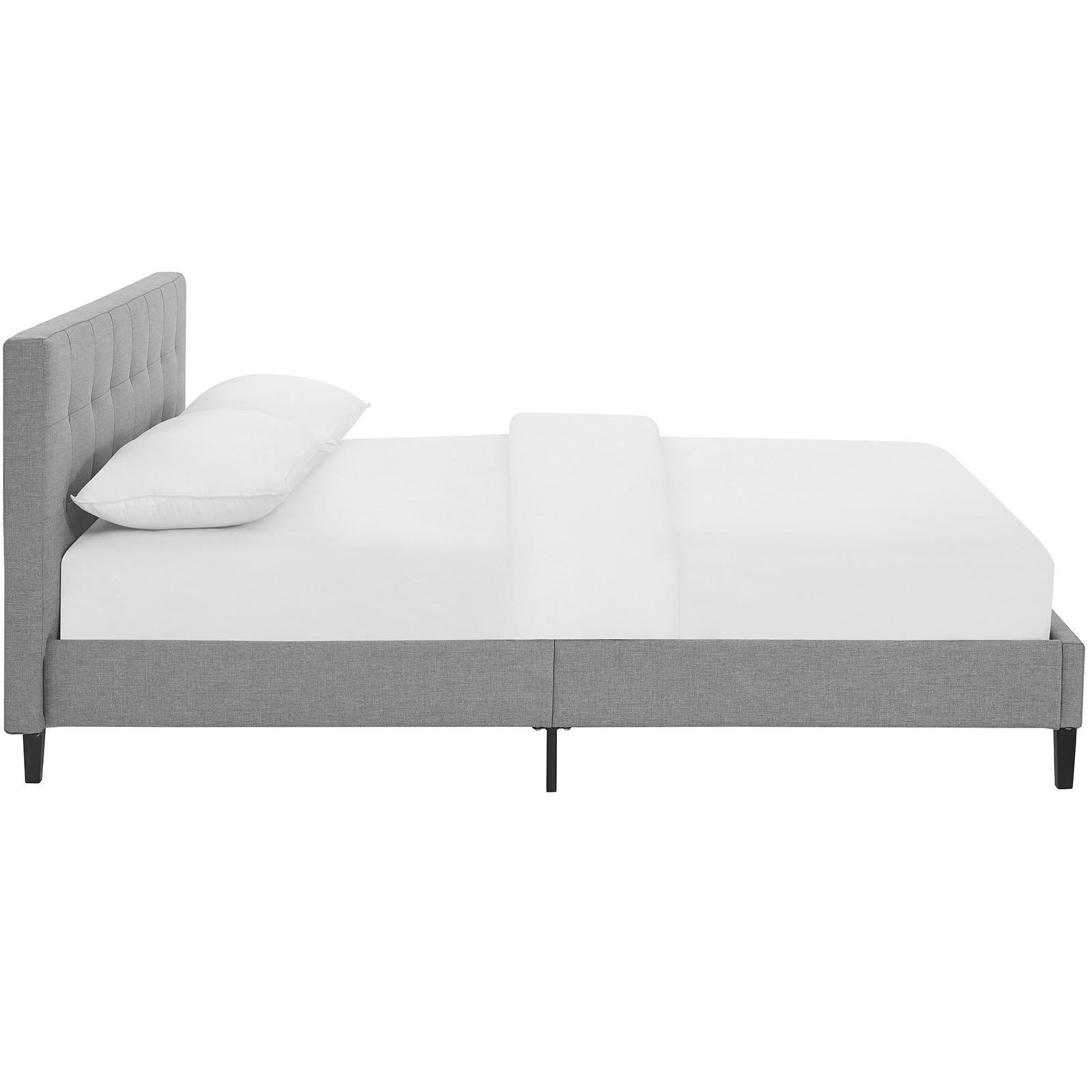Modway Linnea Upholstered Light Gray Queen Platform Bed with Wood Slat Support