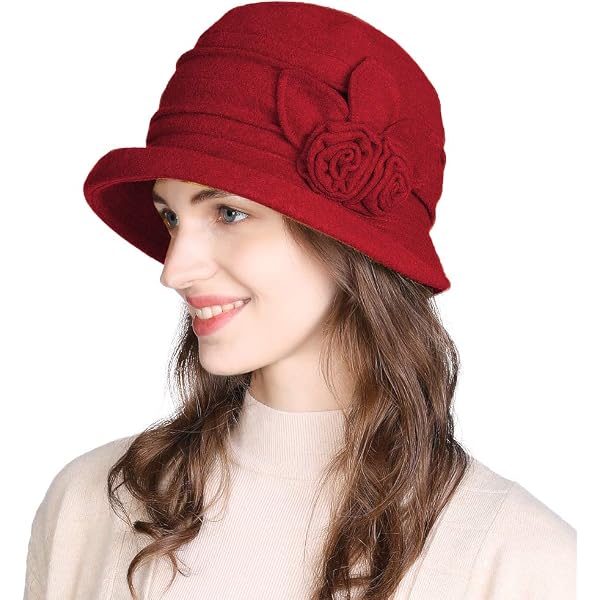 Wool Cloche Bucket Hat for Women Floral Travel Casual Elegant Fashion Wool-Felt Cloche Hat With Floral Bow main image 2