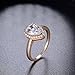 Dnswez Teardrop Pear Cut Cubic Zirconia CZ Wedding Engagement Band Ring Champagne Gold