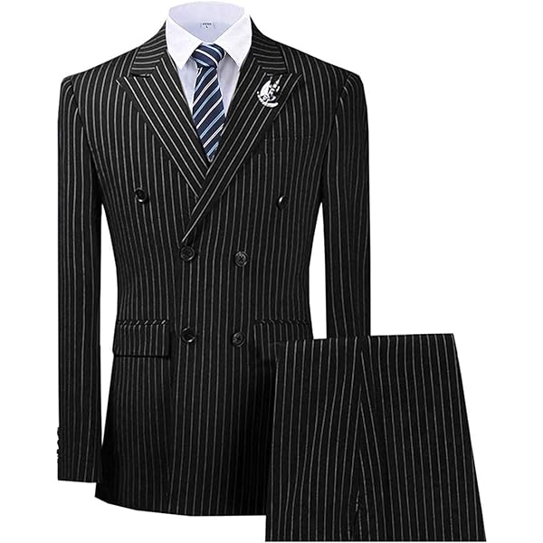 QZI Men's Floral Jacquard Suit Double Breasted Detachable