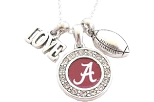 SPORTS ACCESSORY STORE Alabama Crimson Tide UA Multi Charm Love Football Red Necklace Jewelry