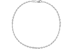 Ritastephens 14k Real White Gold Singapore Sparkle Ankle Anklet Lobster Lock 10 Inches