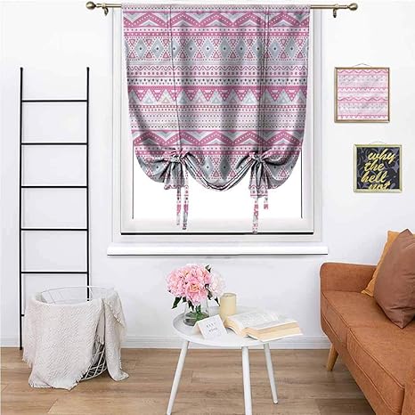Cortinas para sala de estar con rayas en zigzag y rombos, para