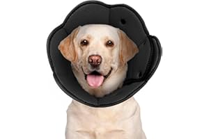 ALLROARING Adjustable E-Collar for Large Dogs,Soft Dog Cone Collar After Surgery,Wound Care,Spay,Neuter,Dog Recovery Collar,Elizabethan Collar,Black,L