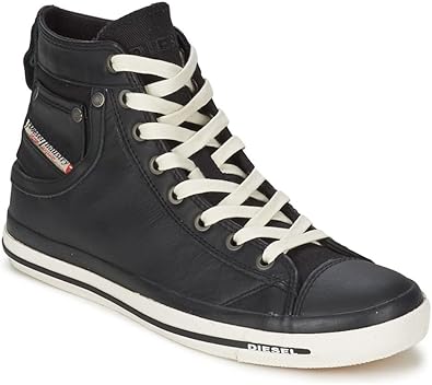 black leather high top trainers womens