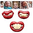 Funny Pacifier for Baby, Buck Tooth Pacifier Fake Big Teeth Pacifier, Soft Pacifiers with Teeth Food Grade Silicone Pacifier for Babies Health BPA Free (3pcs-A)