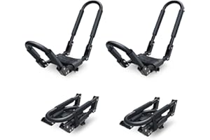 SUDOO Folding Kayak Roof Rack 2 Pairs 4pcs Foldable J-Bar Heavy Duty Kayak Carrier Universal Fit for Square Oval Factory Cros