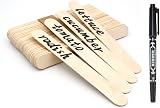 KINGLAKE 50Pcs Wooden Plant Labels with Marker Pen 15x1.6cm Garden Tags