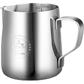 8oz Milk Frothing Pitcher, Stainless Steel Espresso Steamer Frother Cup | 250ml small single serving metal jug with precision pouring spout; top barista tools for perfect coffee cappuccino latte art