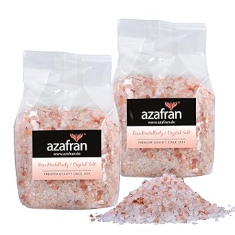 Azafran Rosa Kristallsalz (bekannt als Himalaya Salz) Steinsalz grob 2-5mm 2kg