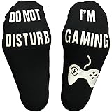 Horande Novelty Cotton Socks Do Not Disturb Socks Funny Gifts for Men Women Gamers, Black, Medium