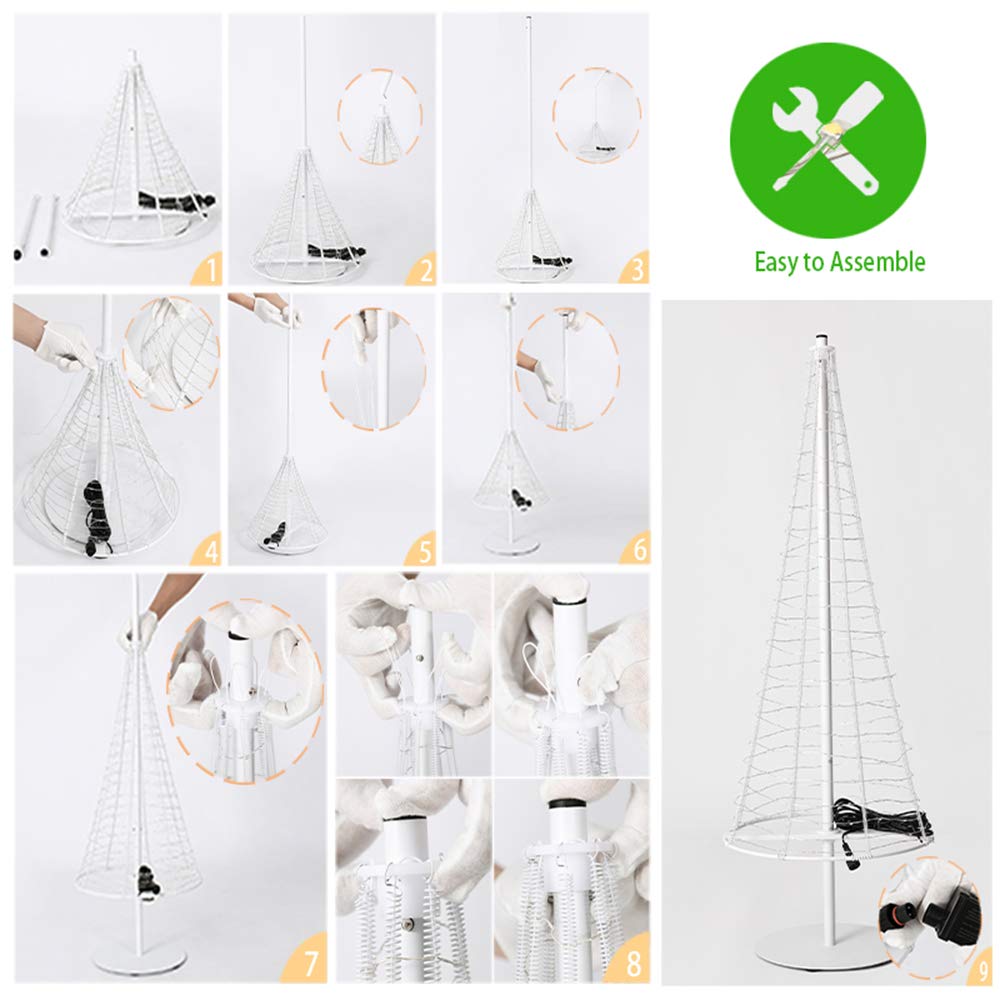 HONESTY 3.3FT Metal Tree Foldable,Home,Festival,Party,Wedding,Indoor and Outdoor Use,Warm White