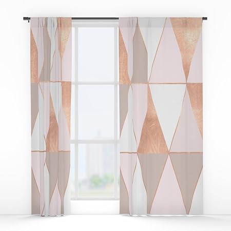 Society6 Geo Tikki Rosegold Pastel Window Curtains Double Panel