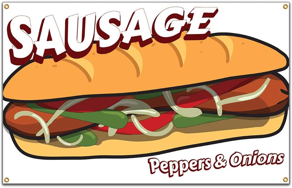 Amazon Com Sausage Peppers Onions Banner 36 X 60 Heavy Duty