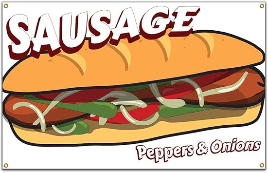 Amazon Com Sausage Peppers Onions Banner 36 X 60 Heavy Duty
