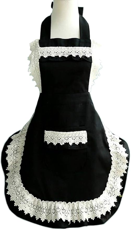 Lovely Lace Work Adjustable Apron Home Shop Kitchen Cooking Women Ladies Aprons with