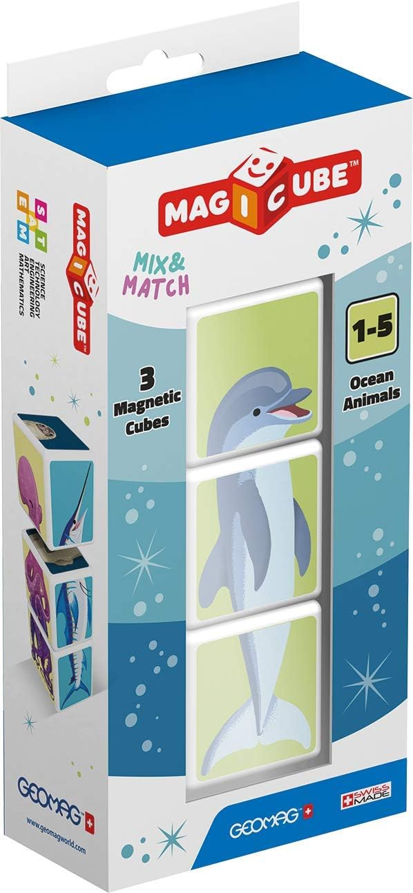 Geomag Stacking Cubes, Ocean Theme, Magnetic Construction Blocks, For Ages 1-5 Years, Multicolor, Small