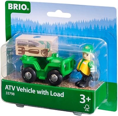 BRIO World ATV with Load Toy Vehicle and Figure - Wood Lumber Forest Play