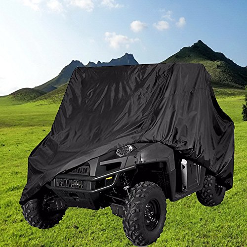 VVHOOY UTV Cover Waterproof All Weather,Heavy Duty Oxford Utility Vehicle Storage Cover for Polaris Ranger RZR Pioneer Yamaha Honda Kawasaki Mule Rhino and More (XL,114.17 x 59.06 x 74.80inch) (Black)
