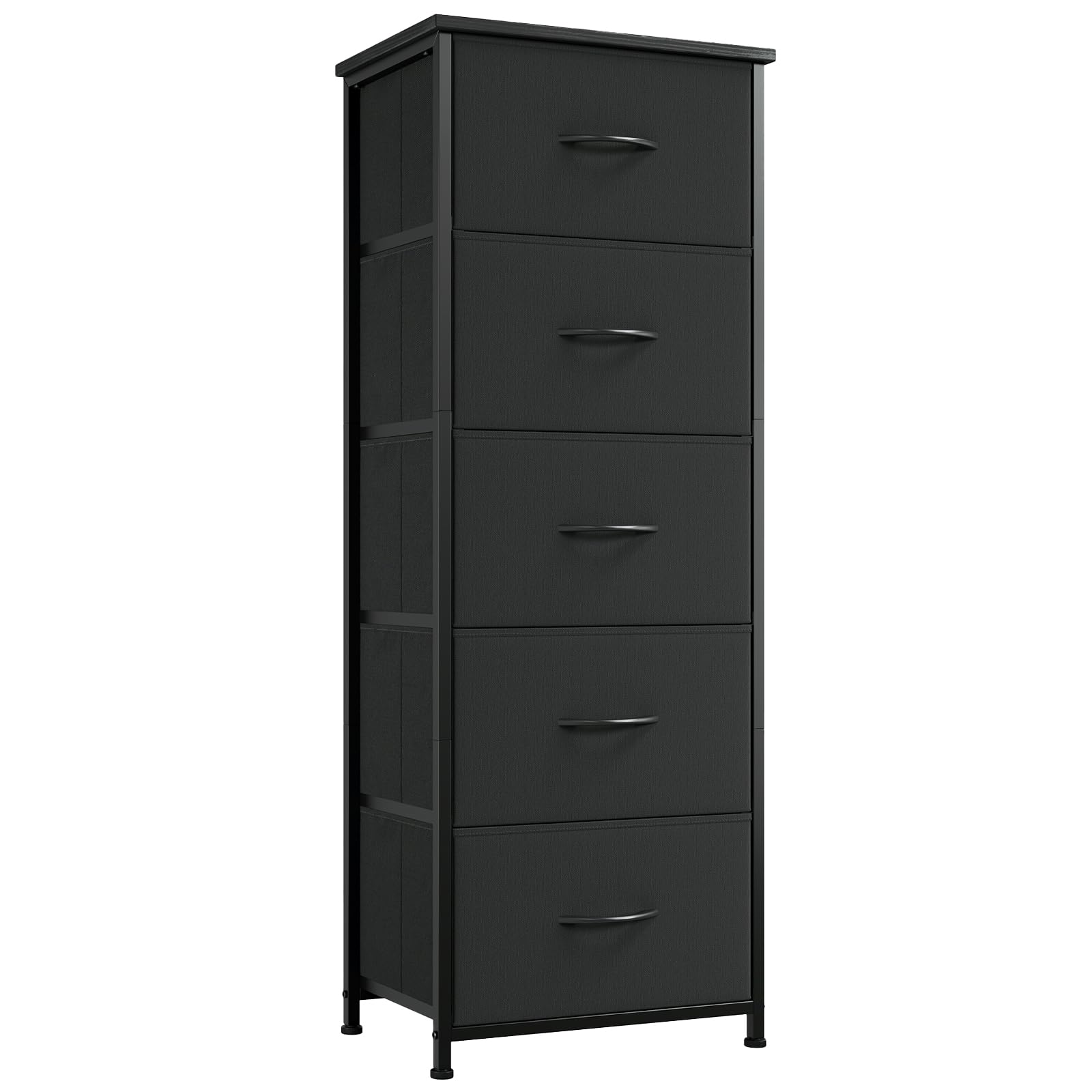 Photo 1 of Somdot Tall Dresser for Bedroom with 5 Drawers, Storage Organizer Chest of Drawers with Removable Fabric Bins for Closet Bedside Nursery Laundry Living Room Entryway Hallway, Black