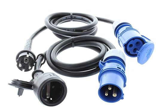 2er Spar-Set Campingstromadapter 16A CEE - Schuko 230V Stromverteiler Campingadapter Stromadapter Camping Caravan Stromadapte