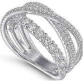 Gixaxak Moissanite Wedding Band, Criss Cross Ring Wedding Bands for Women Sterling Silver Eternity Band Rings for Women Stackable Full Moissanite Eternity Band Rings for Women 8