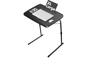 BBLIFE XL Adjustable Folding TV Tray Table, Larger TV Dinner HDPE Plastic Tray Table for for Eating, Adjustable Folding Laptop Table, TV Tray for Laptop, Eating, Drawing, Snacks, etc, Black