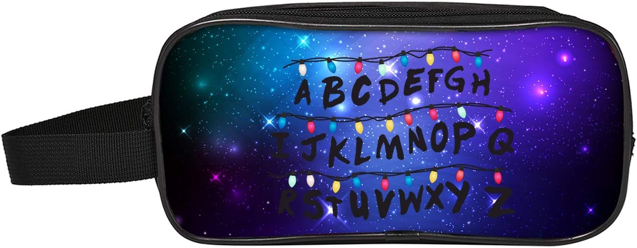 Stranger Things Pencil Cases Pencil Case Student Stationery Pouch with Double Zipper Pen Bag Printed Starry Sky (Color : A12, Size : 24 X 11 X 7cm)