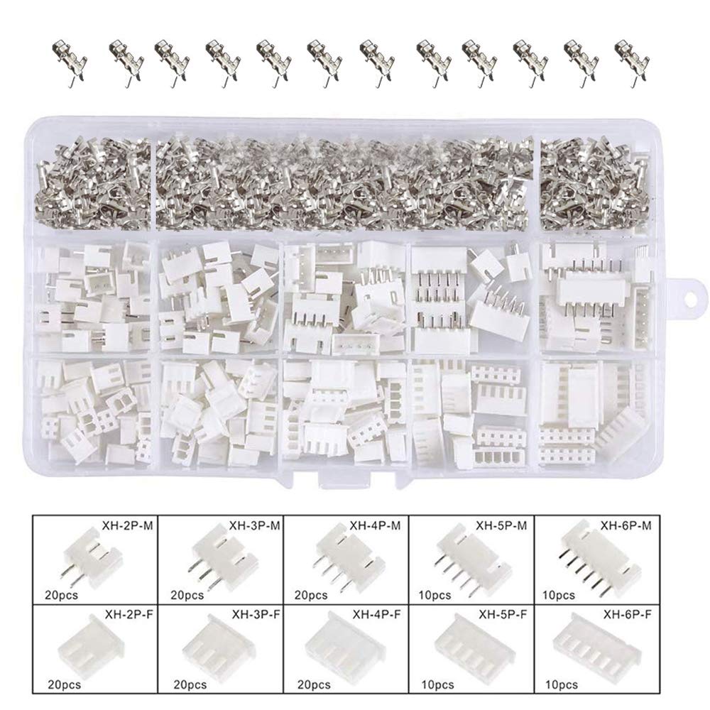 YIXISI 460 PCS 2.54mm JST-XH 2/3 / 4/5 / 6 Pin Housing Connector Adapter Plug (JST Connector Kit)