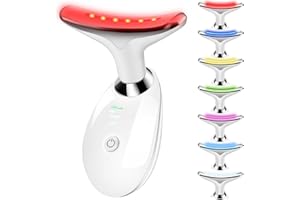VGY 7-in-1 Face Massager Tool with Heat, Red Light Therapy for Face, Wrinkles, Double Chin (White)