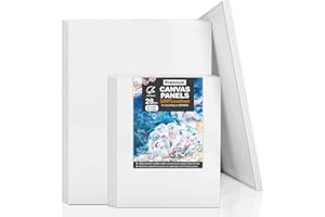 ARTSANI Canvas Panels 28 Pack 8x10, 11x14 Inch, 100% Cotton 12.3 oz Triple Primed Canvases for Painting, Acid-Free Flat Thin Canvas Blank Art Canvas Boards for Acrylic Oil Watercolor Gouache Painting