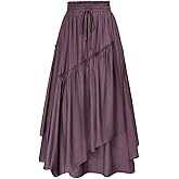 Scarlet Darkness Long Skirts for Women Renaissance Costume Pirate Maxi Skirt Plus Size with Pockets