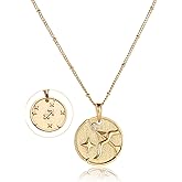 Zodiac Necklace for Women 18k Gold Constellation Pendant Crystal Zirconia Necklace Astrology Jewelry Birthday Gifts for Women, Necklace for Mom and Wife Daughter