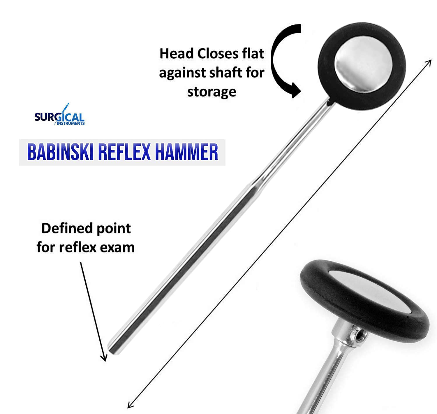 Lsaardth Neurologischer Reflexhammer – Buck Neurohammer Mit Doppel-Kunststoffkopf, Leicht, Aluminium, Für Sehnen- & Hautreflexe