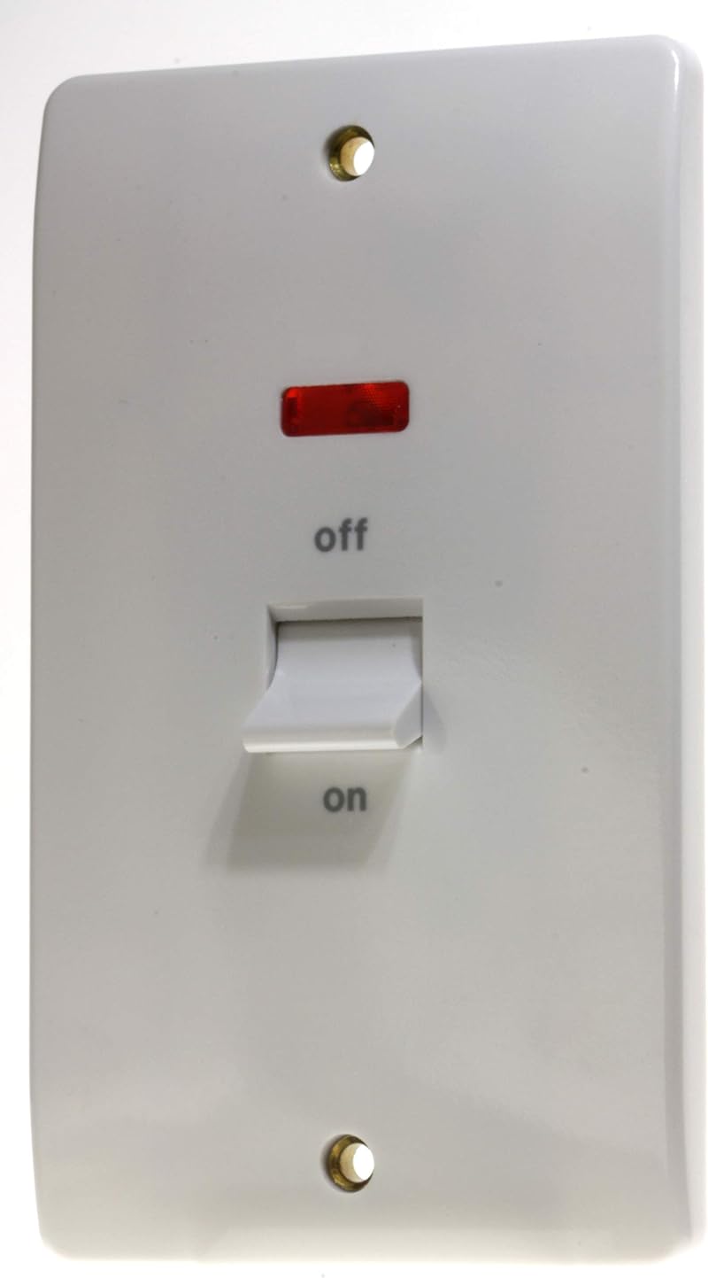MK K5215WHI 45A 2-Gang Double Pole Switch Neon