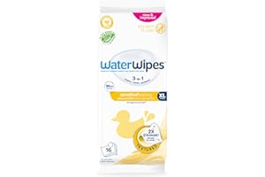 WaterWipes Sensitive+ Bathing Wipes, 3-In-1 Cleans, Cares, Protects, 99.9% Water, Unscented & Hypoallergenic, 16 Count (1 Pac