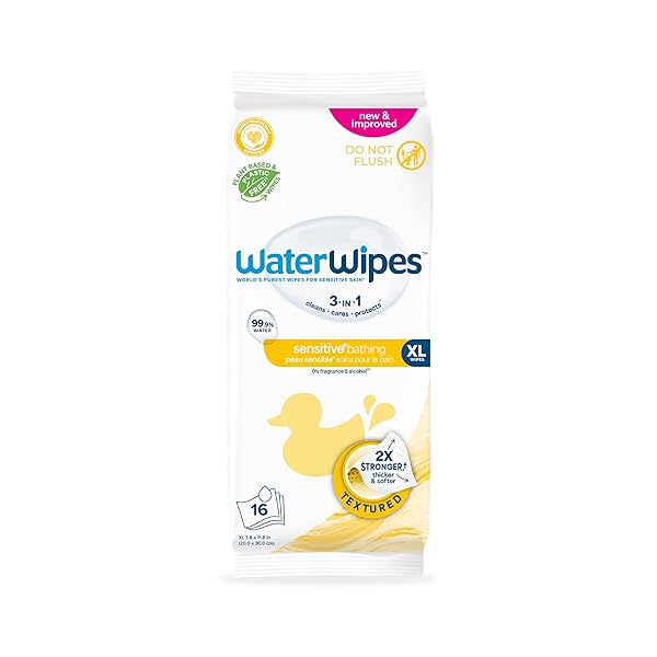 WATERWIPES SENSITIVE+ BATHING WIPES, 3-IN-1 CLEANS, CARES, PROTECTS,...