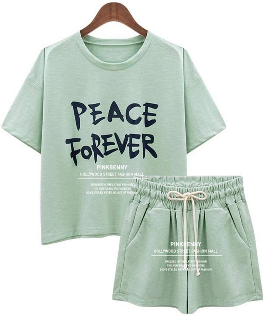 CCTor Pijamas Feminino Women Pyjama Sleepwear Lounge Wear Loose Casual Pajamas Cotton Womens Summer 2-Piece Pants Set 2020