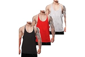 JEEING GEAR Men's Stringer Bodybuilding Workout Gym Tank Tops Training Y Back Cotton