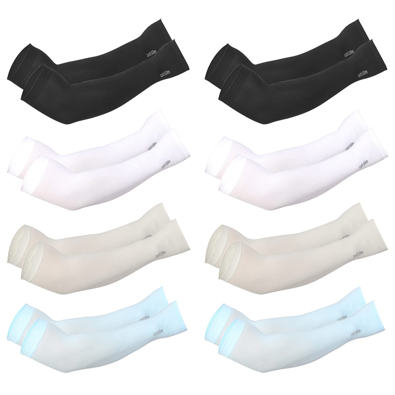 DKINY 8 Pairs UV Protection Cooling Arm Sleeves for Men Women, 4 Colors Sun Protection Sleeves to Cover Arms for Summer Outdoor Sports Cycling Driving Golf Hiking Running