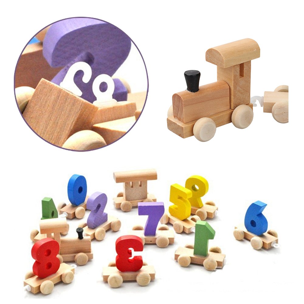 Digital Wooden Train Toys Splicing Combination Game for Kids