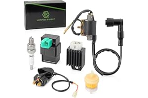 LK LEAPING KNIGHT Ignition Coil Kit with 5 Pin AC CDI Box Voltage Regulator Rectifier Solenoid Relay & Spark Plug for Kazuma Meerkat 50cc Falcon 70cc 90cc 110cc Taotao Roketa Coolster 110CC ATV 3050B