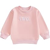Thilsidee Toddler Baby Boy Girl One/Two Years Birthday Outfit Long Sleeve Embroidery Sweatshirt Shirt Crewneck Pullover Tops