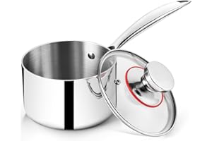 3 Quart Tri-Ply Stockpot and Saucepan, P&P CHEF Stainless Steel Sauce Pan with Lid, Cooking Induction Pot, Kitchen Cookware f